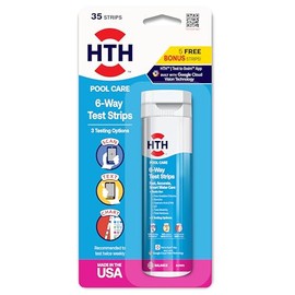 HTH 1279R Pool Care 6-Way Test Strips, Swimming Pool Water Chemical Tester, 35 Count