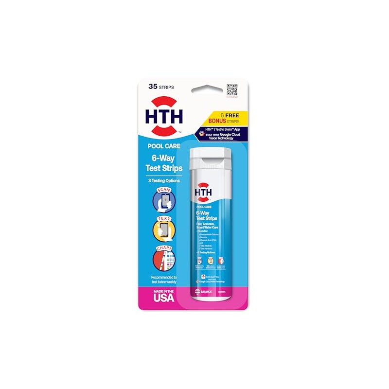 HTH 1279R Pool Care 6-Way Test Strips, Swimming Pool Water