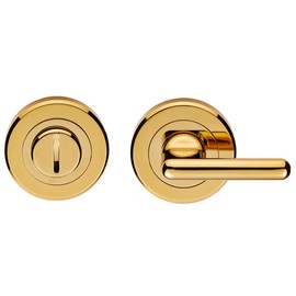 Disabled Lock and Release Handle - Concealed Fix- DDA Compliant- Stainless Brass | Locking Thumb Turn and Release Handle - Screwless Rose - for Use with Lever on Rose Door Handles