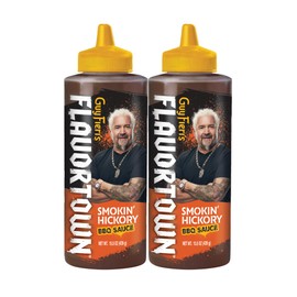 Guy Fieri's Flavortown Smokin' Hickory BBQ Sauce - Smokey Barbecue Sauce, Hickory Smoke BBQ Sauce, Smoked Sauce - 15.5 Ounce (Pack of 2)