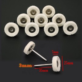 JZK 12 Pcs 25mm small wool buffing pad with 3mm shaft, wool felt polishing buffing wheel, finely polishing pad wheel for metal, stone, wood, jewellery and glass