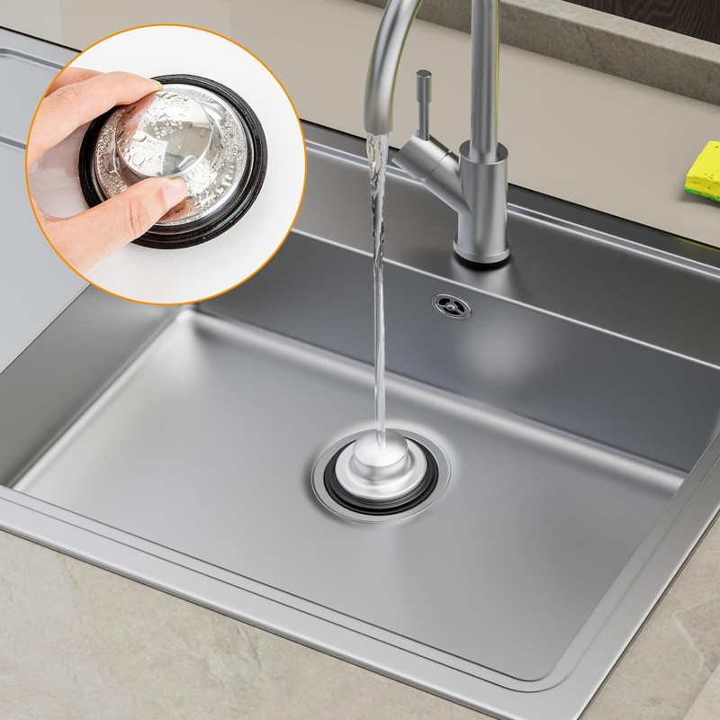Huntonry 2PCS Kitchen Sink Stopper and Kitchen Sink Drain Strainer,