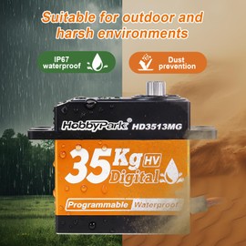 HobbyPark Waterproof 35KG High Torque Servo Motor Metal Gears Digital Servo Arduino Servo Full Aluminum Shell for 1/8 1/10 1/12 RC Crawler RC Truck RC Car Buggy Robotic DIY Control Angle 180°