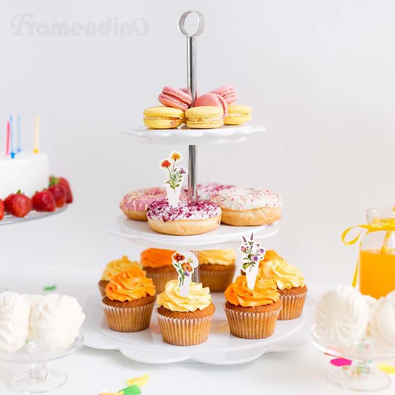 Framendino, 192 Pack Wildflower Cupcake Toppers Flower for Shower Wedding