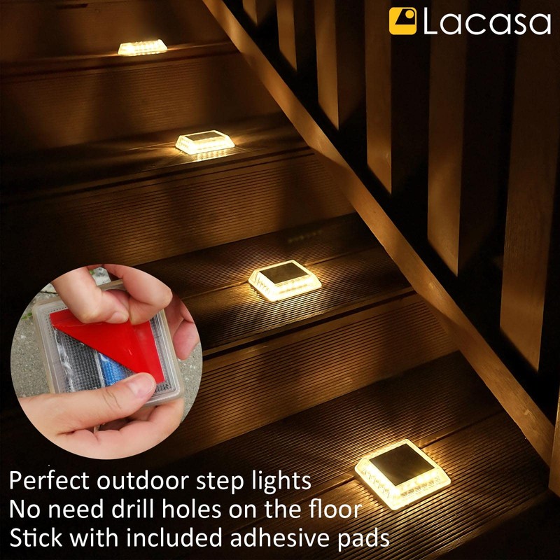 Lacasa Solar Deck Lights, 4 Pack 30LM LED Dock Light