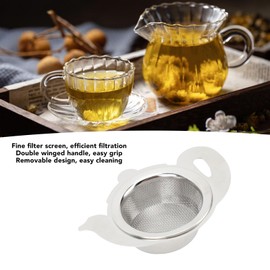 Tea Filter, Stainless Steel Insulated Mesh Strainer Bowl, Fine Sieve Easy Brewing for Loose Tea Juice Coffee Filter with Double Wing Handle (Teapot Style Color)