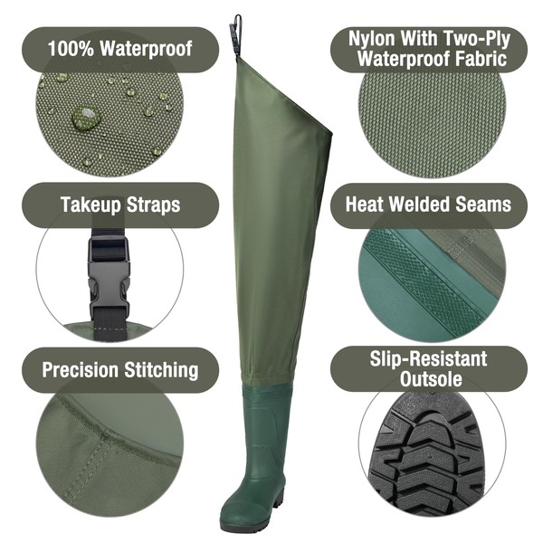 FISHINGSIR HISEA Hip Waders Waterproof Hip Boots for Men and