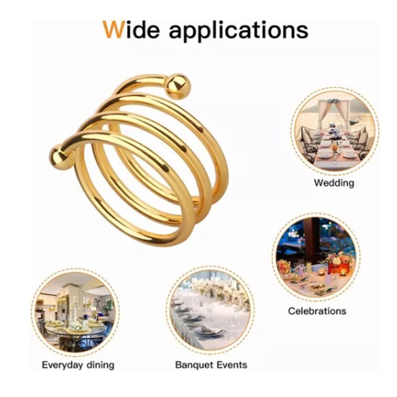 12pcs Napkin Ring Spiral Washable Decorative Metal Napkin Holder Ring