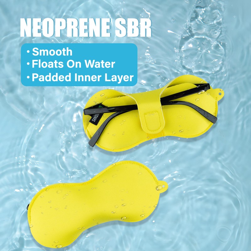 [Yellow] Neoprene Sunglasses Eyewear, Eyeglasses Holder Pouch Case with Strap,