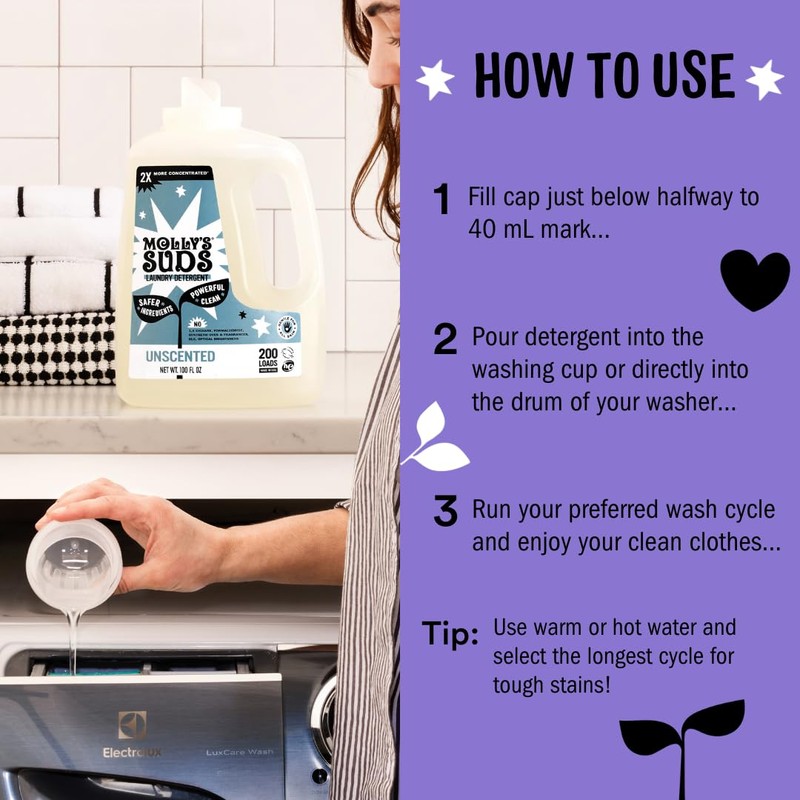 Molly's Suds Liquid Laundry Detergent | Natural Laundry Detergent Soap
