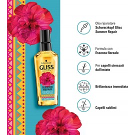 Schwarzkopf Gliss Repair Summer Hair Oil for Stressed Hair with Flower Essence, 75 ml