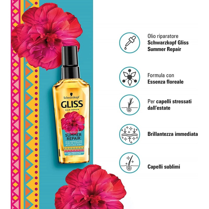Schwarzkopf Gliss Repair Summer Hair Oil for Stressed Hair with