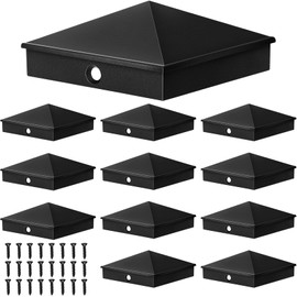 Dunzy 12 Pieces 6 x 6 Post Caps Aluminum Pyramid Post Cap Decorative Fence Post Covers for Actual 5.5 x 5.5" Wood Posts with 24 Screws for Decks Corridors Mailbox Pole, Black