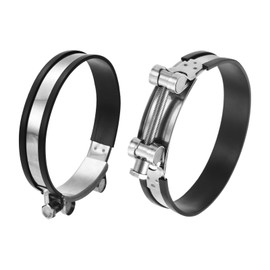 sourcing map T-Bolt Hose Clamp, 2Pcs 122-130mm Adjustable Stainless Steel Rubber Cushioned Intake Intercooler Pipe Clamps Hose Clip for Industrial