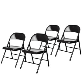 AZZUTORK OEF Furnishings (4 Pack) Steel Folding Chairs, Black