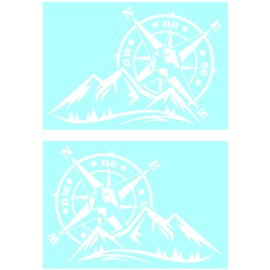 CREATIVASS Wind Sticker Mountain Compass SUV 4x4cm Trail Off Road Car Van Motorcycle Motorhome Vinyl Adventure Boat Trailer (20x30cm, White)
