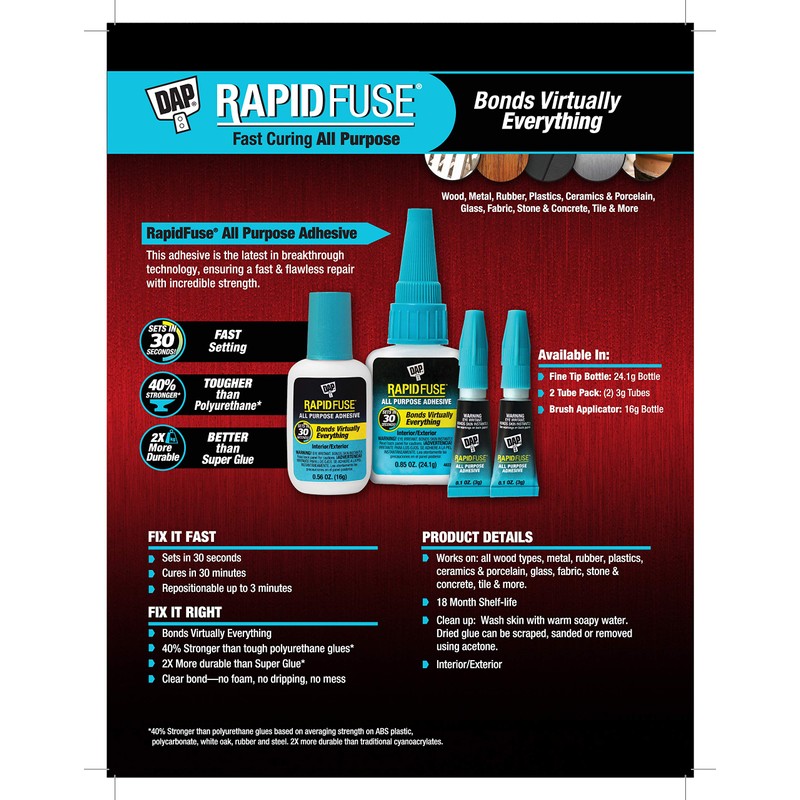 DAP 7079800155 00155 0.85 oz Rapid Fuse Fast Curing All