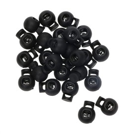 Shapenty Plastic Toggle Single Hole Spring Loaded Elastic Drawstring Rope Cord Locks Clip Ends Round Ball Shape Luggage Lanyard Stopper Sliding Fastener Buttons, Black, 25PCS