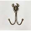 Knobs By Blossom Double Antique Brass Sea-Life Marine Nautical Hook