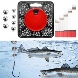 199Pcs Split Shot Fishing Weights, Fishing Shot Weights Set with Floats, Durable Split Shot & Weights for River, Lake and Deep Sea Fishing