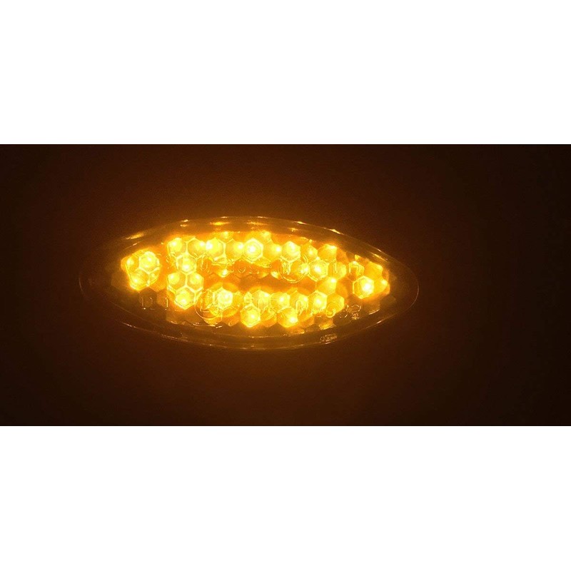 MotorToGo Black LED Motorcycle Turn Signal Blinks mini Torpedo Oval