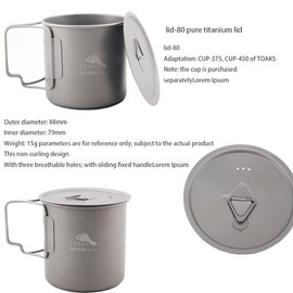 TOAKS Titanium Lid for TOAKS Cups and Pots (LID-80)
