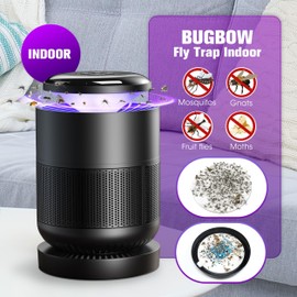 Fruit Fly Traps for Indoors, Fly Trap Indoor with Remote Control, Gnat Traps for House, Bug Zapper, Mosquito Trap, Catch Insect with 5PCS Suction Sticky Glue, Adjustable Brightness and Fans (Black)