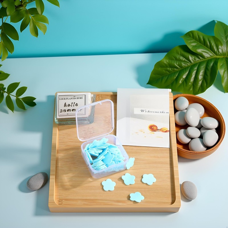 DPWOUM 100Pcs Blue Mini Portable Travel Soap Paper Sheets,Flower Shape