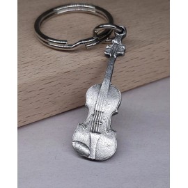Vintage Albert Elovitz Violin Music Keychain Silver Pewter 2 Inch USA Made