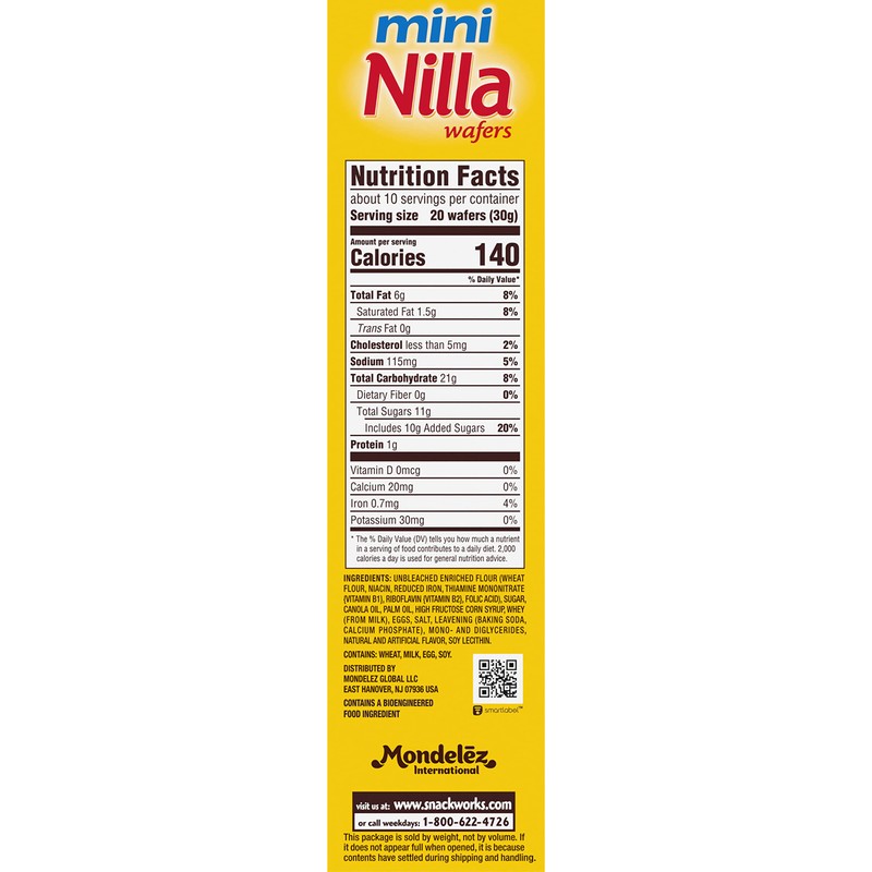 Nilla Wafers Mini Cookies, Vanilla Wafers, 12 - 11 oz