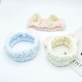 Cute Korean Cat Ear Sports Headband for Women - Knit Fur Hairband for Face Washing Free Size/Pink 15ea