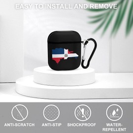 Funda con bandera de mapa de República Dominicana compatible con AirPods 1 y 2 Llavero