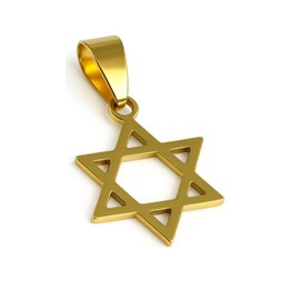 Felicidade Gold Jewish Cross Pendant - Stainless Steel Symbolic Jewellery - Elegance and Spirituality, Ideal for Men and Women, one size, Stainless Steel, No Gemstone