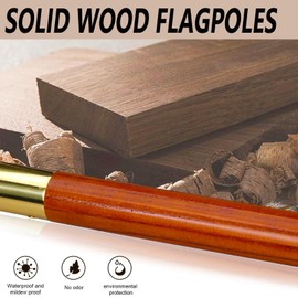 8.8ft Indoor US Flag Pole Kit with Eagle Topper- Solid Oak Pole- Metal Eagle Topper- Embroidered American Flag with Gold Fringed- Base Stand- Cord Tassel- for Office, School, City Hall, Meeting, Auditorium