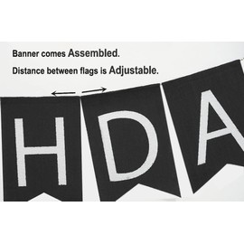 Prestrung Black Happy Birthday Banner, Imitated Burlap Birthday Sign Bunting Banner for Birthday Party Decorations Supplies