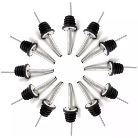 Pinch 12 Pack Stainless Steel Bottle Pourers Tapered Spout Liquor Pourers