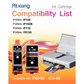 PItxiang Compatible Ink Cartridges 12 Pack for Canon TR150/iP110/iP100/Mini260/Mini320 Printers - Replaces PGI-35 Black & CLI-36 Color Ink (8 Black + 4 Tri-Color)