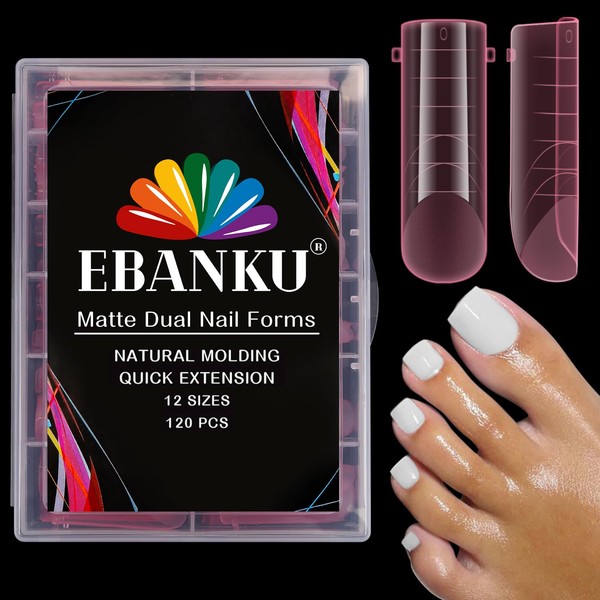 EBANKU Poly Gel Nail Forms for Toes, Pink Long Square