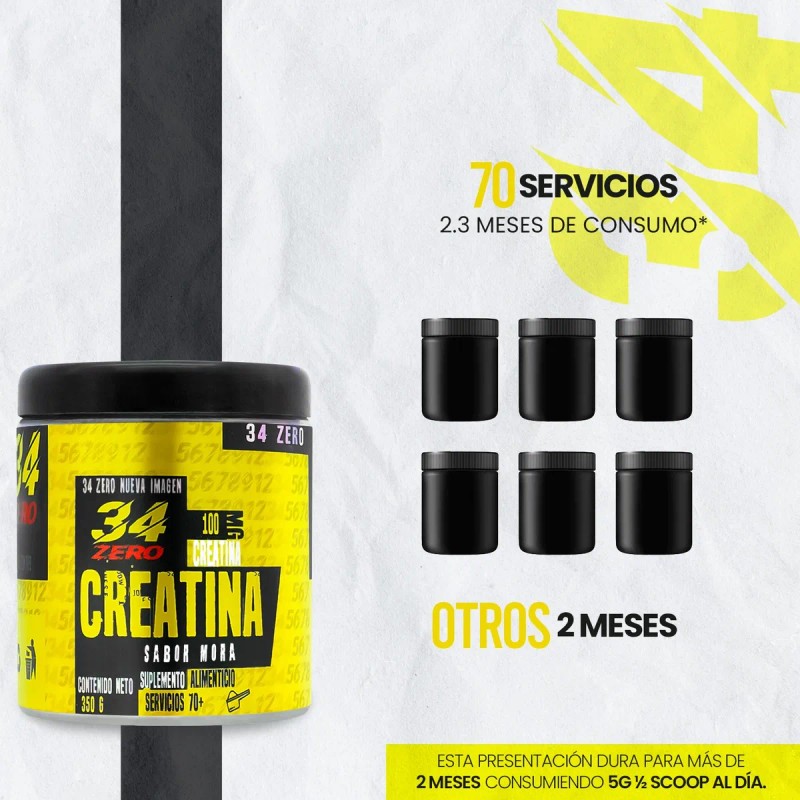 34 Zero Creatina Monohidratada 350g 70 Servicios Mora