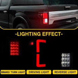 HSUTVXPRO Full LED Tail Lights Compatible with Ford F150 2015-2020 Pickup Truck Smoke Black Taillights Brake Lamps Replacement Accessories, Driver & Passenger Side