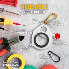 LYNCSEDAR Zip Tie Holder, 2-Pack White Reusable Cable Tie Holder, No.5 Carabiner, Outdoor Use, ABS Plastic, Heavy Duty Ziptie Organizer Clip for Electrician Tool Belt Wrap Storage Container