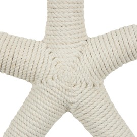 Deco 79 Jute Rope Starfish Handmade Home Wall Decor Wrapped Wall Sculpture with Hanging Rope, Wall Art 13" x 2" x 13", Cream
