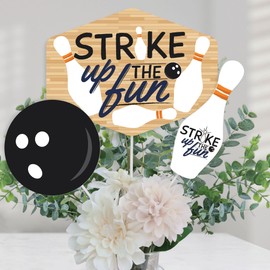 Big Dot of Happiness Strike Up the Fun - Bowling - Birthday Party or Baby Shower Centerpiece Sticks - Table Toppers - Set of 15