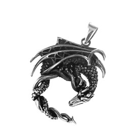 Kiss of Leather Dragon Pendant 925 Sterling Silver No. 288, Sterling Silver, No Gemstone