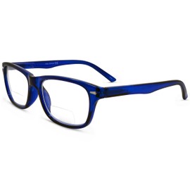 In Style Eyes Seymore Retro Bifocal Reading Glasses - Bifocal Readers for Women and Men, Non-progressive Lens, Adaptive Spring Hinges - Blue, 2.75x