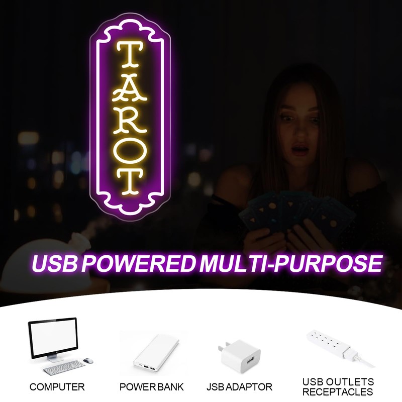 Tarot Neon Sign for Psychic Shop Fortune Teller Spiritual Decor-Purple