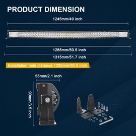 SKYWORLD 50 inch Curved LED Light Bar with Strong Magnet Bracket,12V-24V Wiring Harness Cable Kit,Triple Row Flood Spot Beam Driving Work Lights for Car Truck Tractor SUV UTV ATV 4x4 Trailer,6000K