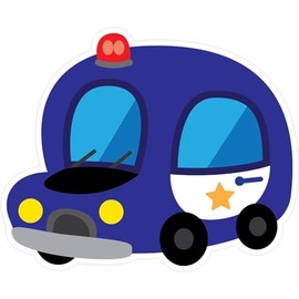 CafePress Police Car Kids Gift Medium Die Cut Sticker, 5.75" x 5.75" Glossy Finish