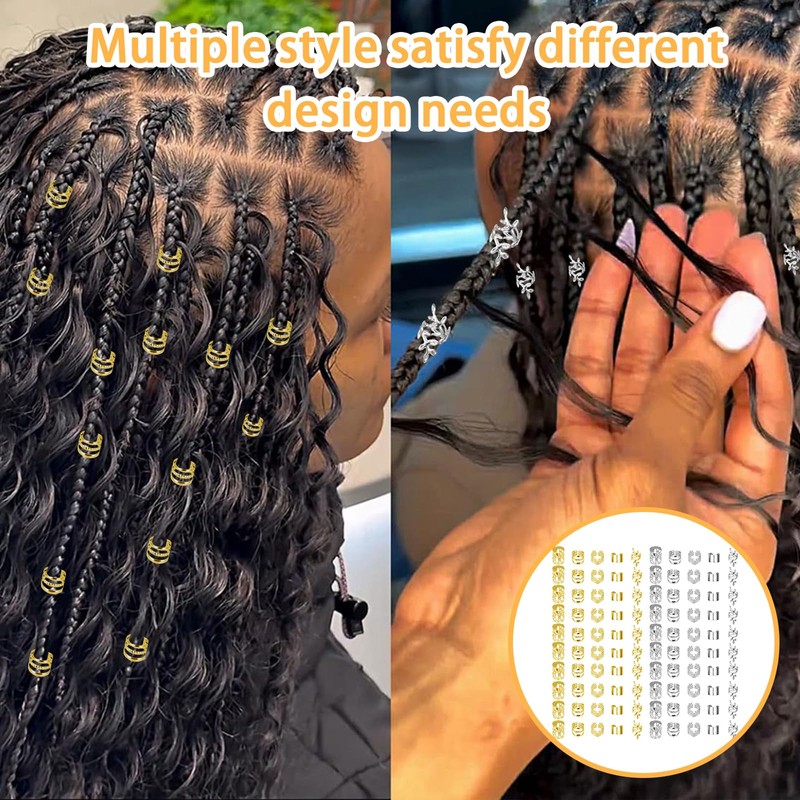 100 Pcs Gold & Silver Dreadlock Beads Locks Accessories Hair