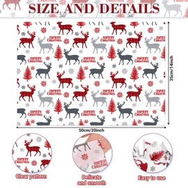 100 Sheets 20 * 14 Inches Christmas Tissue Paper for Gift Bags Red Grey Xmas Tree Buffalo Plaid Elk Snowflake Printed Tissue Paper Rustic Art Tissue for Xmas Party Winter Holidays Craft